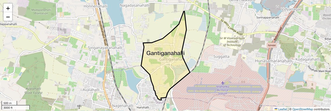 Location Map of Gantiganahalli, Bangalore