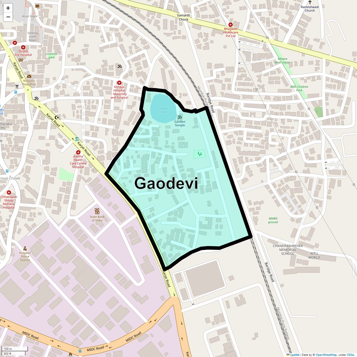 Location Map of Gaodevi, Thane