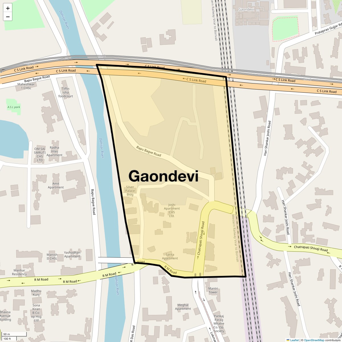 Location Map of Gaondevi, Mumbai