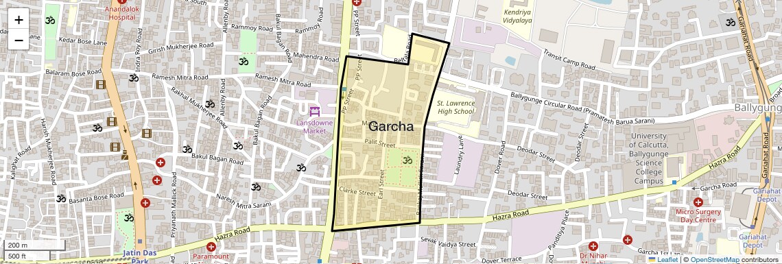 Location Map of Garcha, Kolkata