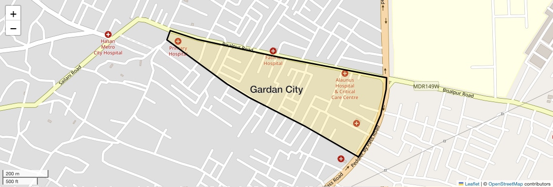 Location Map of Gardan City, Bareilly