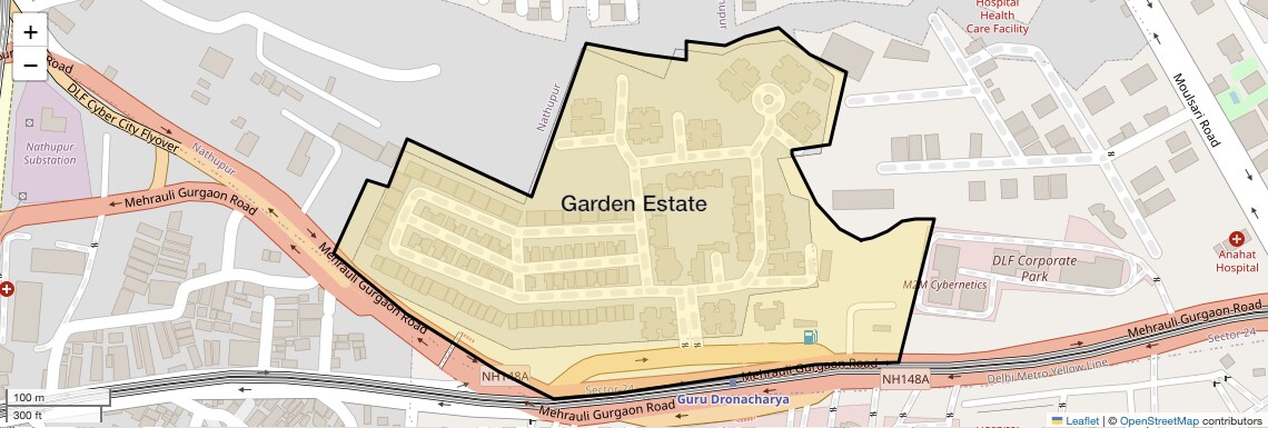 Location Map of Garden Estate, Gurgaon