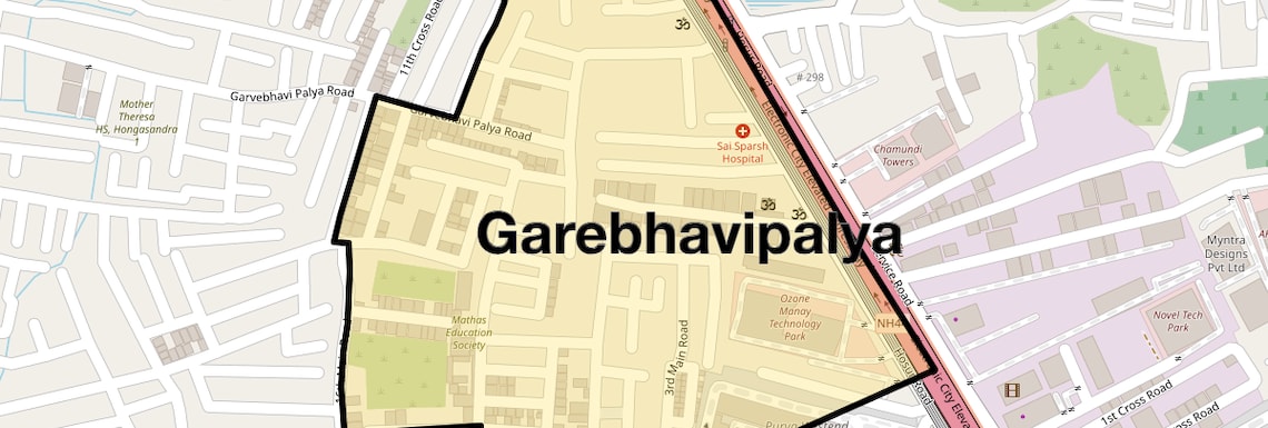 Location Map of Garebhavipalya, Bangalore