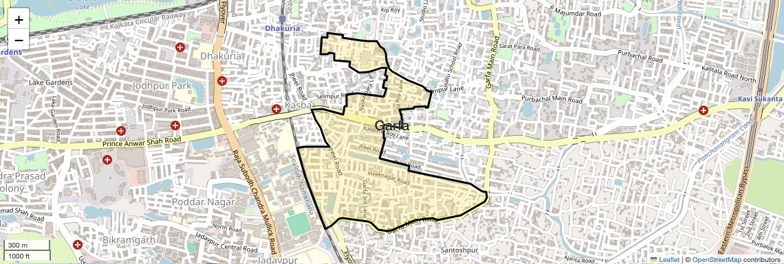 Location Map of Garfa, Kolkata