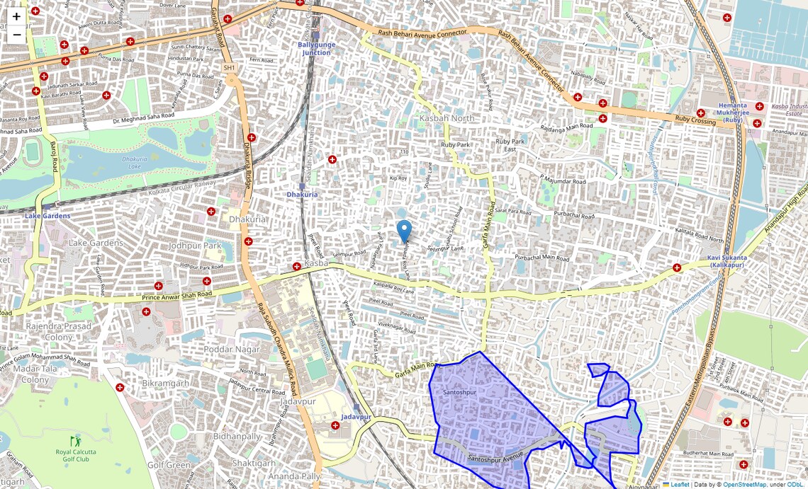 Location Map of Garfa, Kolkata