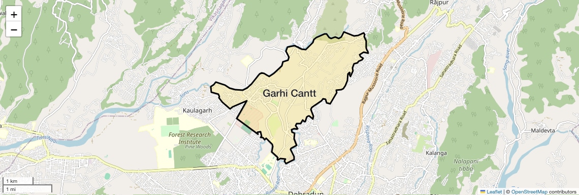 Location Map of Garhi Cantt, Dehradun