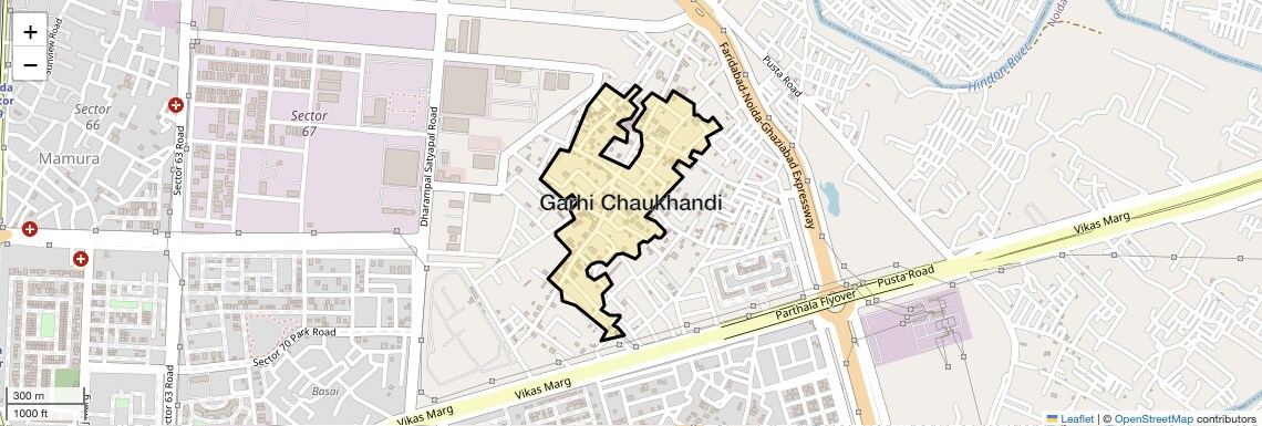 Location Map of Garhi Chaukhandi, Noida