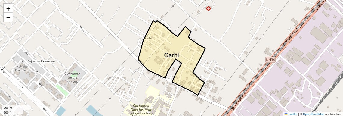 Location Map of Garhi, Ghaziabad