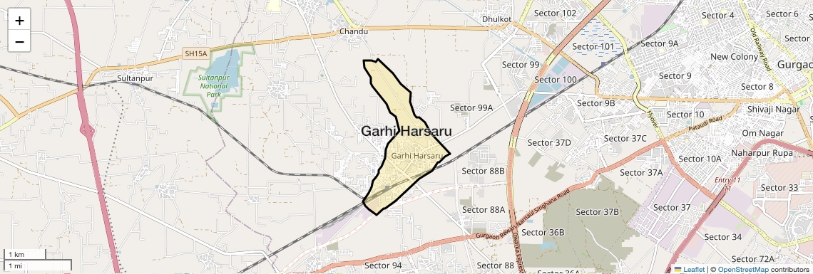 Location Map of Garhi Harsaru, Gurgaon