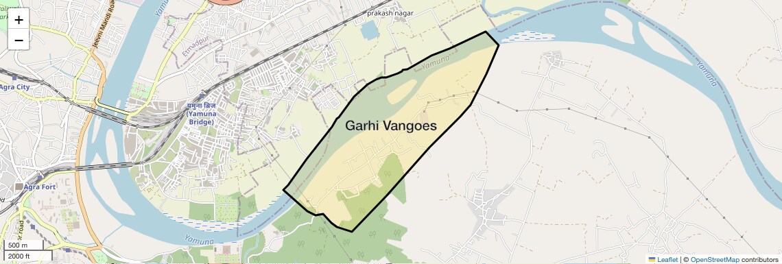 Location Map of Garhi Vangoes, Agra