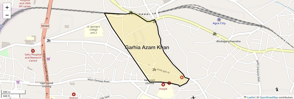 Location Map of Garhia Azam Khan, Agra