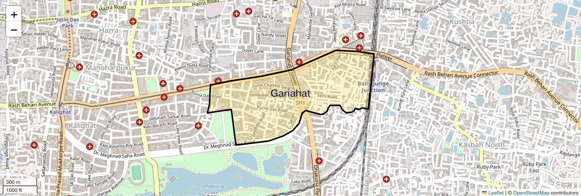 Location Map of Gariahat, Kolkata