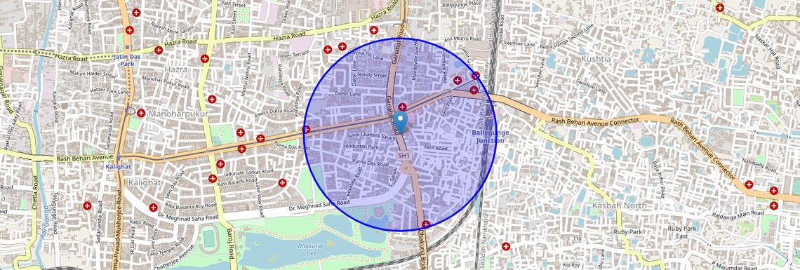 Location Map of Gariahat Road, Kolkata