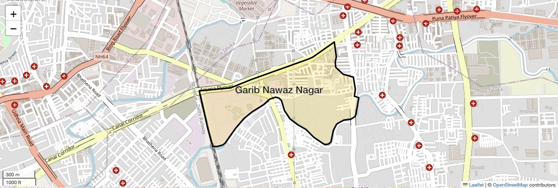 Location Map of Garib Nawaz Nagar, Surat