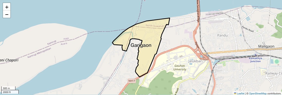Location Map of Garigaon, Guwahati