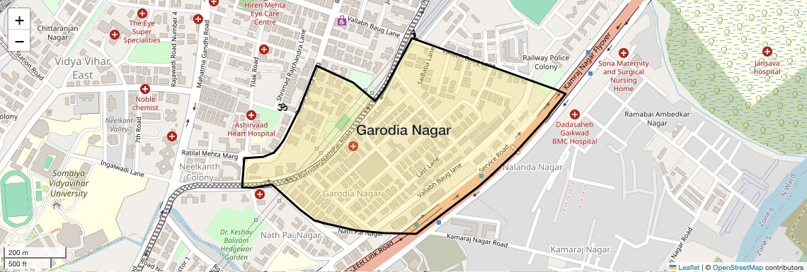 Location Map of Garodia Nagar, Mumbai
