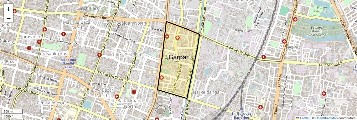 Location Map of Garpar, Kolkata