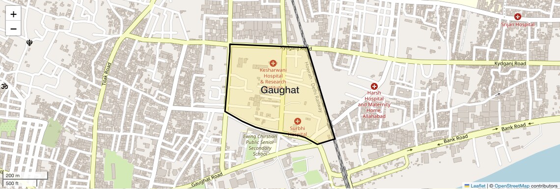 Location Map of Gaughat, Allahabad