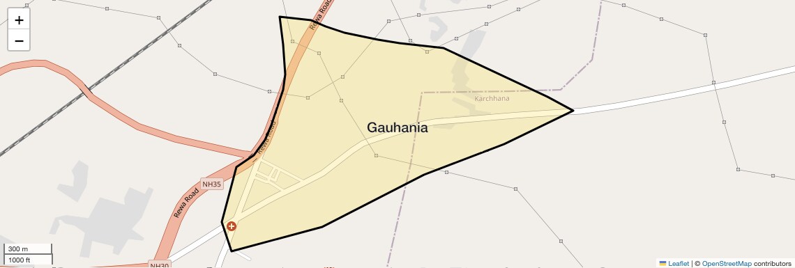 Location Map of Gauhania, Allahabad