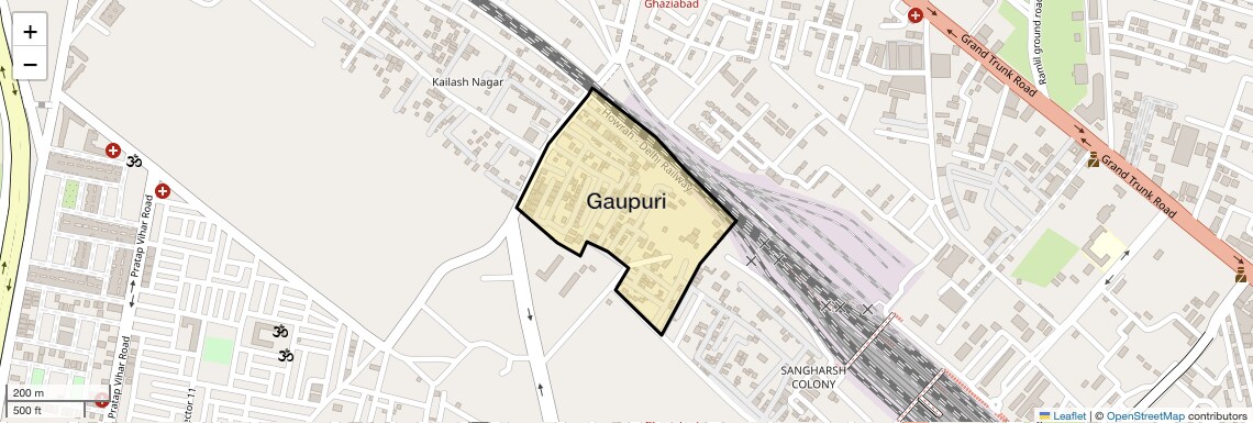 Location Map of Gaupuri, Ghaziabad