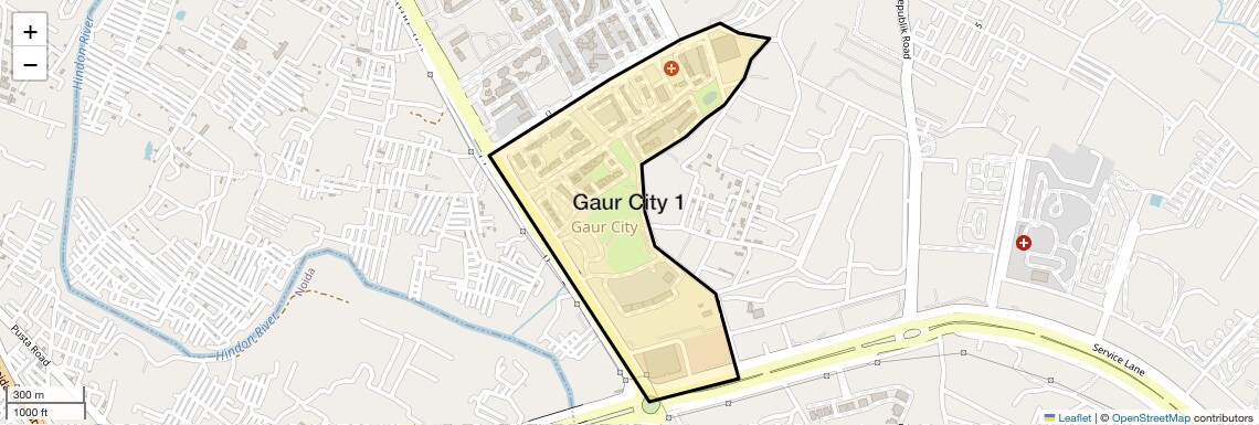 Location Map of Gaur City 1, Greater Noida