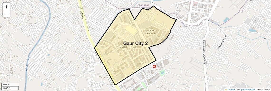 Location Map of Gaur City 2, Greater Noida