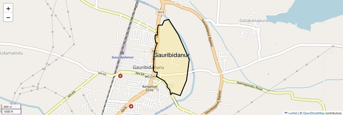 Location Map of Gauribidanur, Bangalore