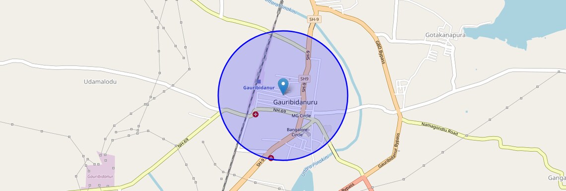 Location Map of Gauribidanur, Bangalore