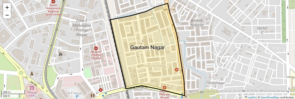 Location Map of Gautam Nagar, Bhopal