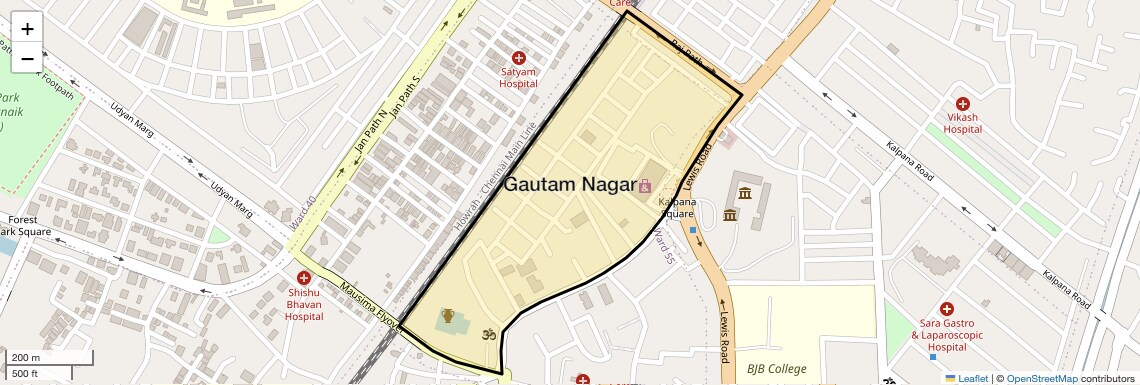 Location Map of Gautam Nagar, Bhubaneswar