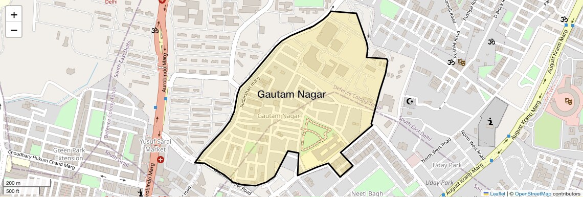 Location Map of Gautam Nagar, Delhi