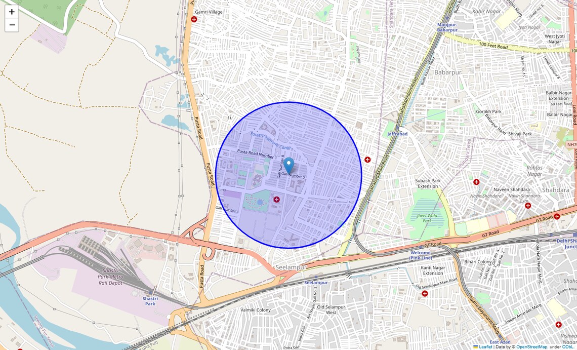 Location Map of Gautam Puri, Delhi
