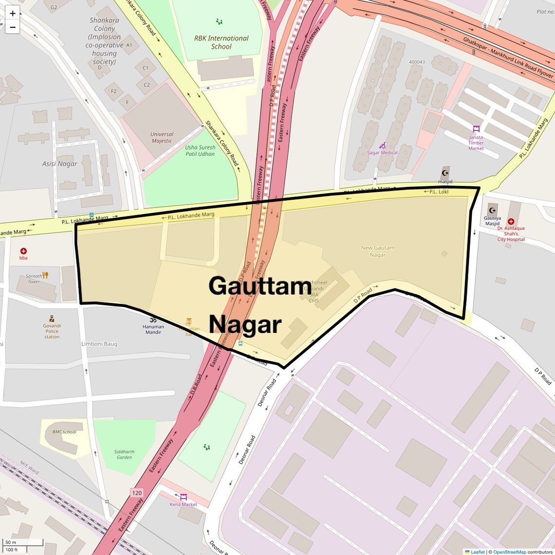 Location Map of Gauttam Nagar, Mumbai