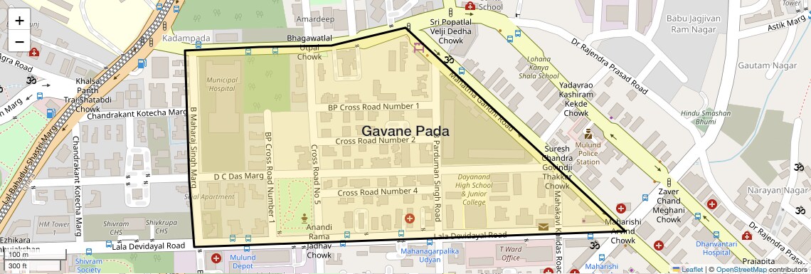 Location Map of Gavane Pada, Mumbai