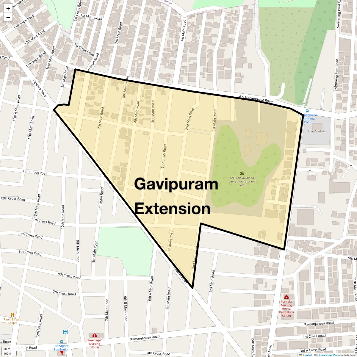 Location Map of Gavipuram Extension, Bangalore