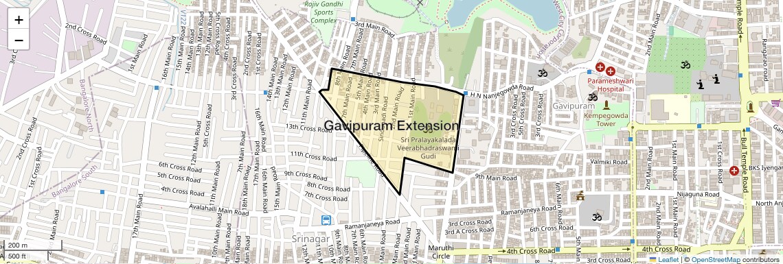 Location Map of Gavipuram Extension, Bangalore