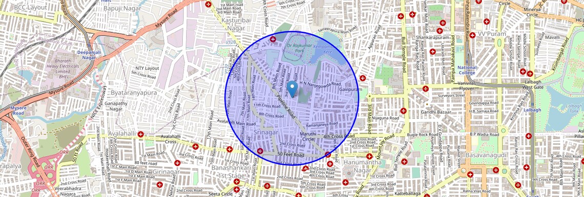 Location Map of Gavipuram Extension, Bangalore
