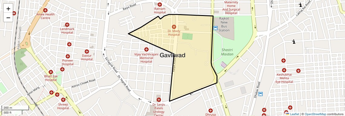 Location Map of Gavliwad, Rajkot