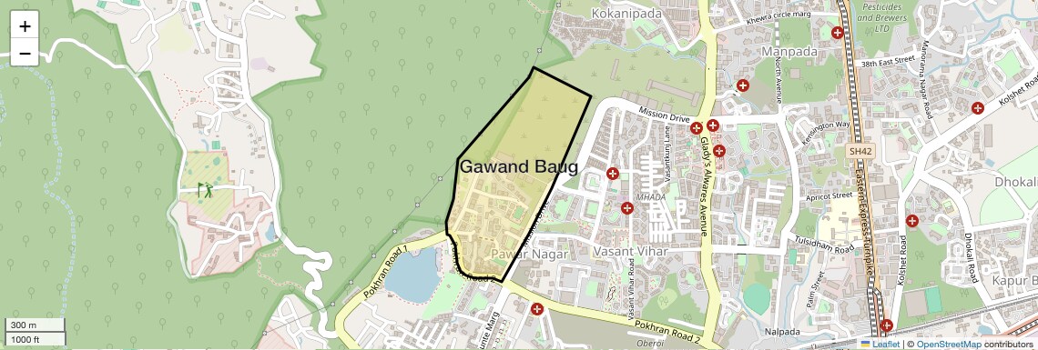 Location Map of Gawand Baug, Thane