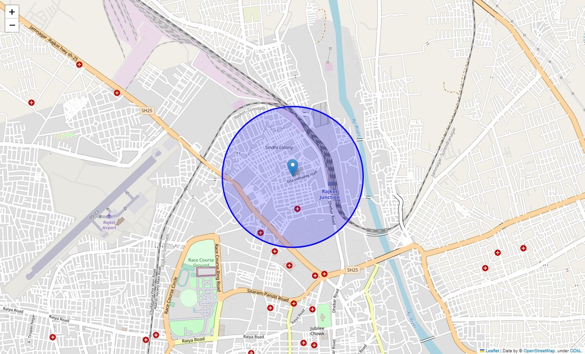 Location Map of Gayakwadi, Rajkot
