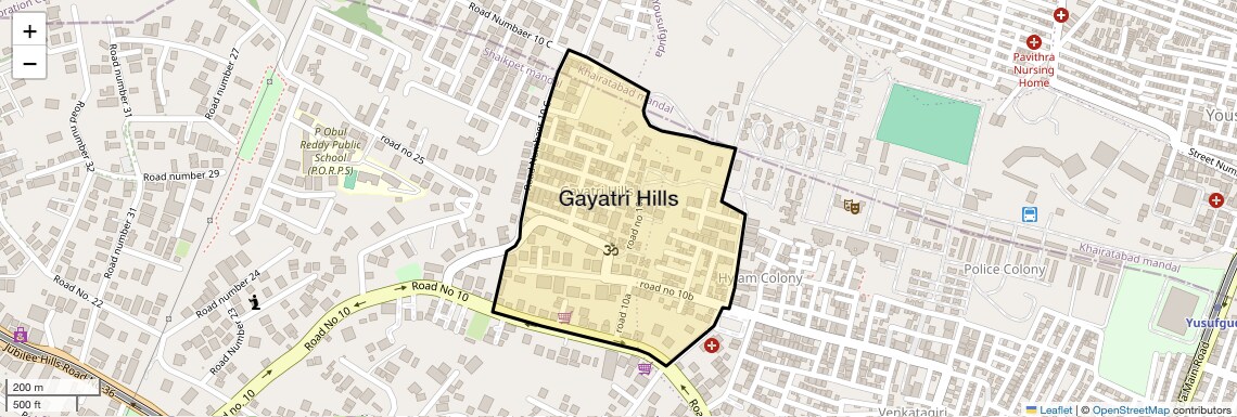Location Map of Gayatri Hills, Hyderabad