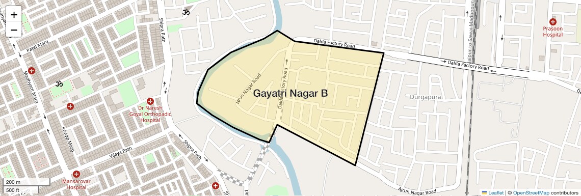 Location Map of Gayatri Nagar B, Jaipur