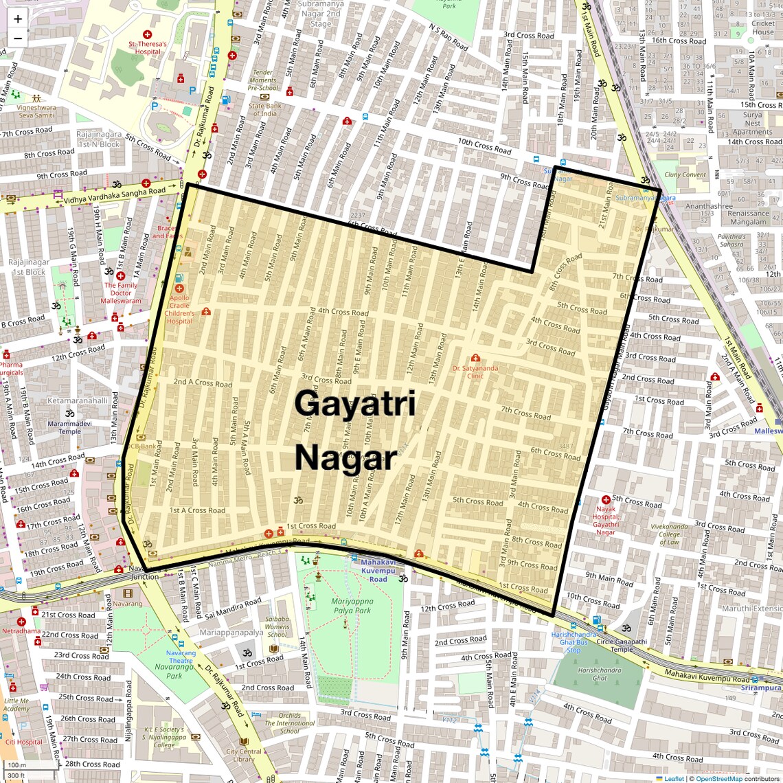 Location Map of Gayatri Nagar, Bangalore