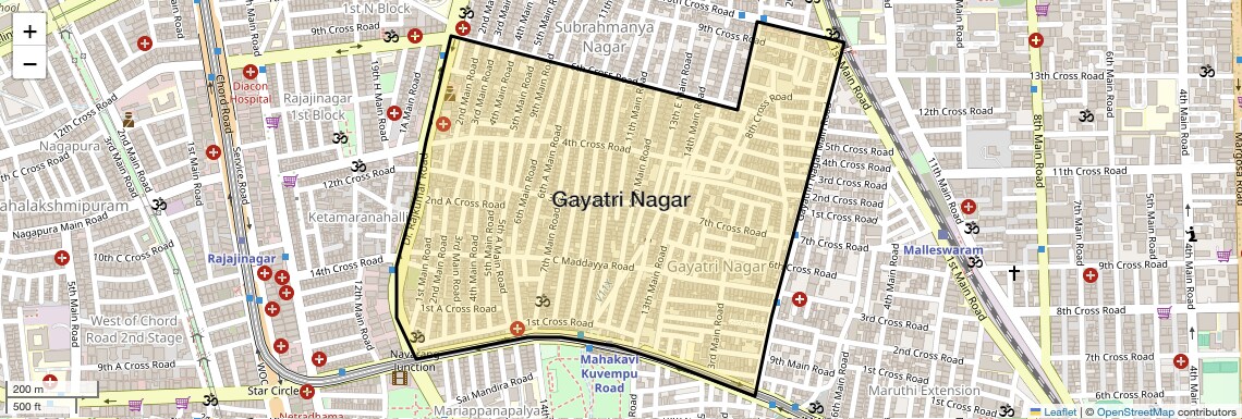 Location Map of Gayatri Nagar, Bangalore