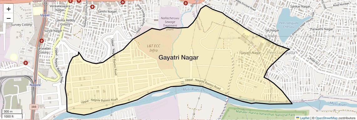 Location Map of Gayatri Nagar, Hyderabad