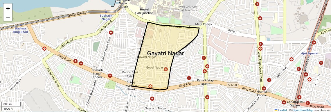 Location Map of Gayatri Nagar, Nagpur