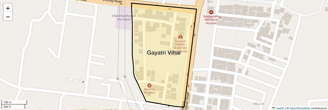 Location Map of Gayatri Vihar, Bhubaneswar
