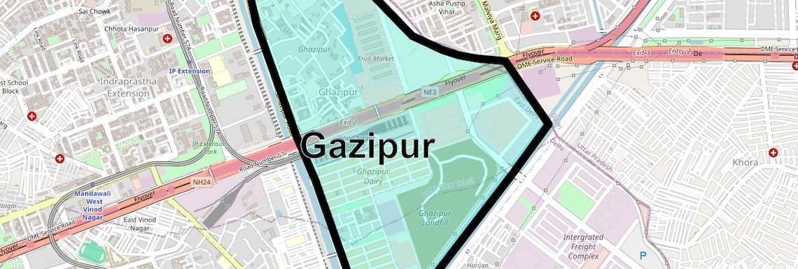 Location Map of Gazipur, Delhi