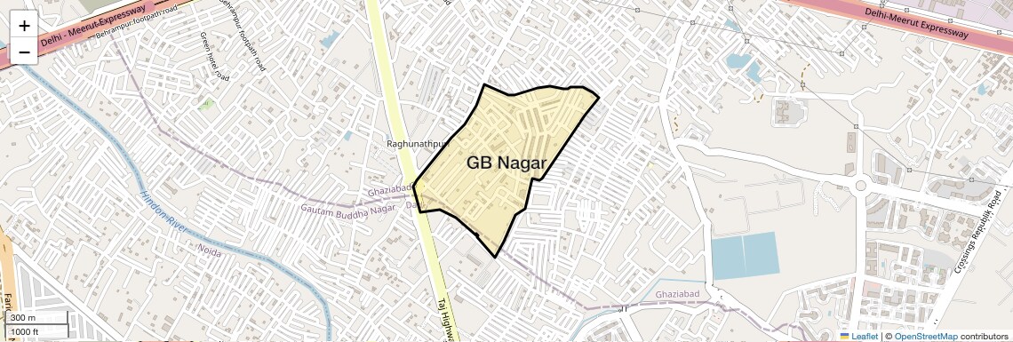 Location Map of GB Nagar, Ghaziabad