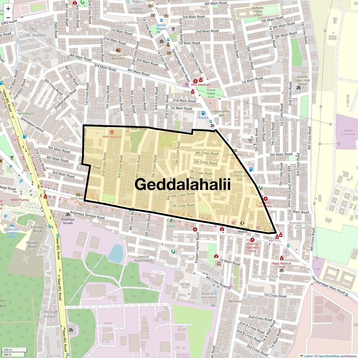 Location Map of Geddalahalii, Bangalore
